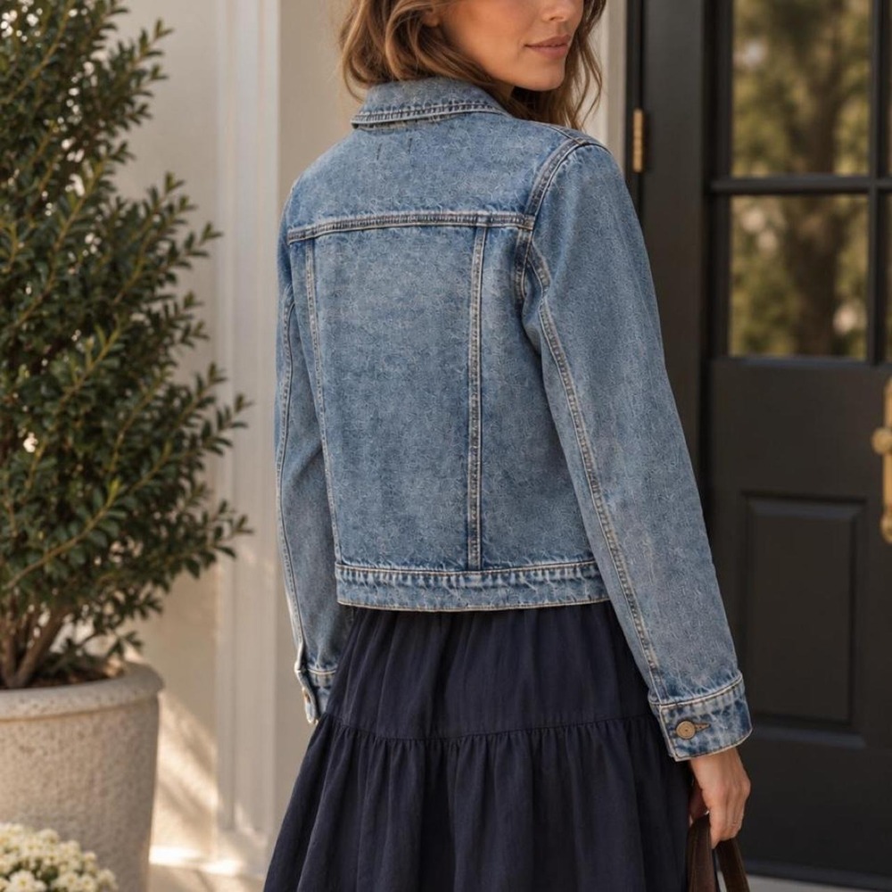 Light Wash Denim Jacket Classic Fitted Jean Jacket NWT | Size XS